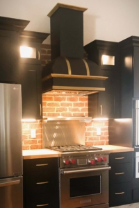 MetalCraft Flat Black Powder Coated Range Hood with Brass Trim