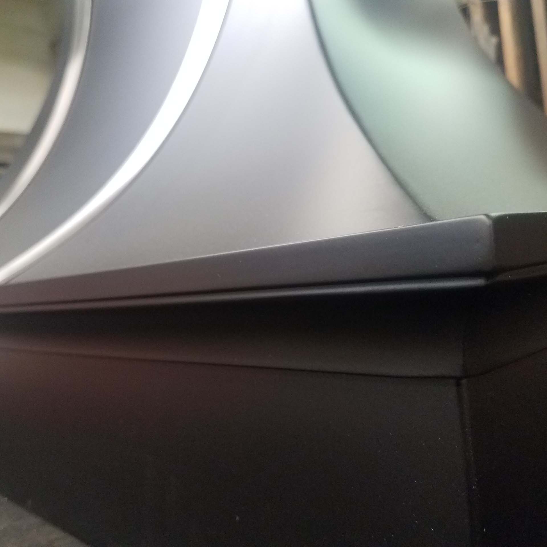 MetalCraft Custom Flat Black Range Hood with Roll Form Cove Trim
