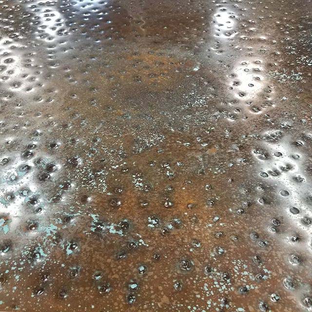 MetalCraft Custom Hammered and Aged Verdigris Copper Countertop