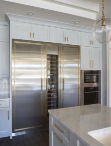 MetalCraft Custom Refrigerator Panels with Aged Brass