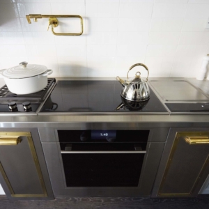 MetalCraft Custom Stainless Steel Cabinets with Brass