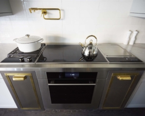 MetalCraft Custom Stainless Steel Cabinets with Brass