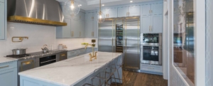 MetalCraft custom metal fabrication of range hood and cabinetry
