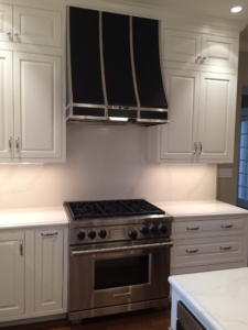 MetalCraft Custom Black Powder Coated Range Hood with Mirror Trim