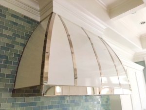 MetalCraft Custom White Powder Coated Range Hood with Mirror Trim