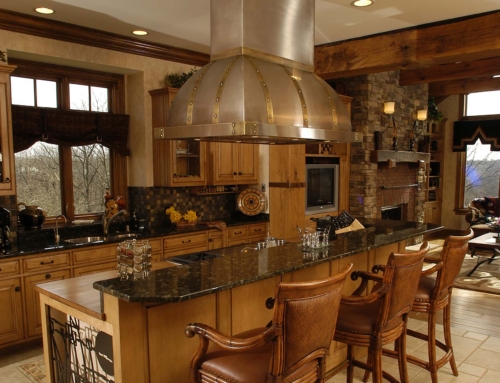 Custom Stainless Steel Range Hood with Aged Brass Trim