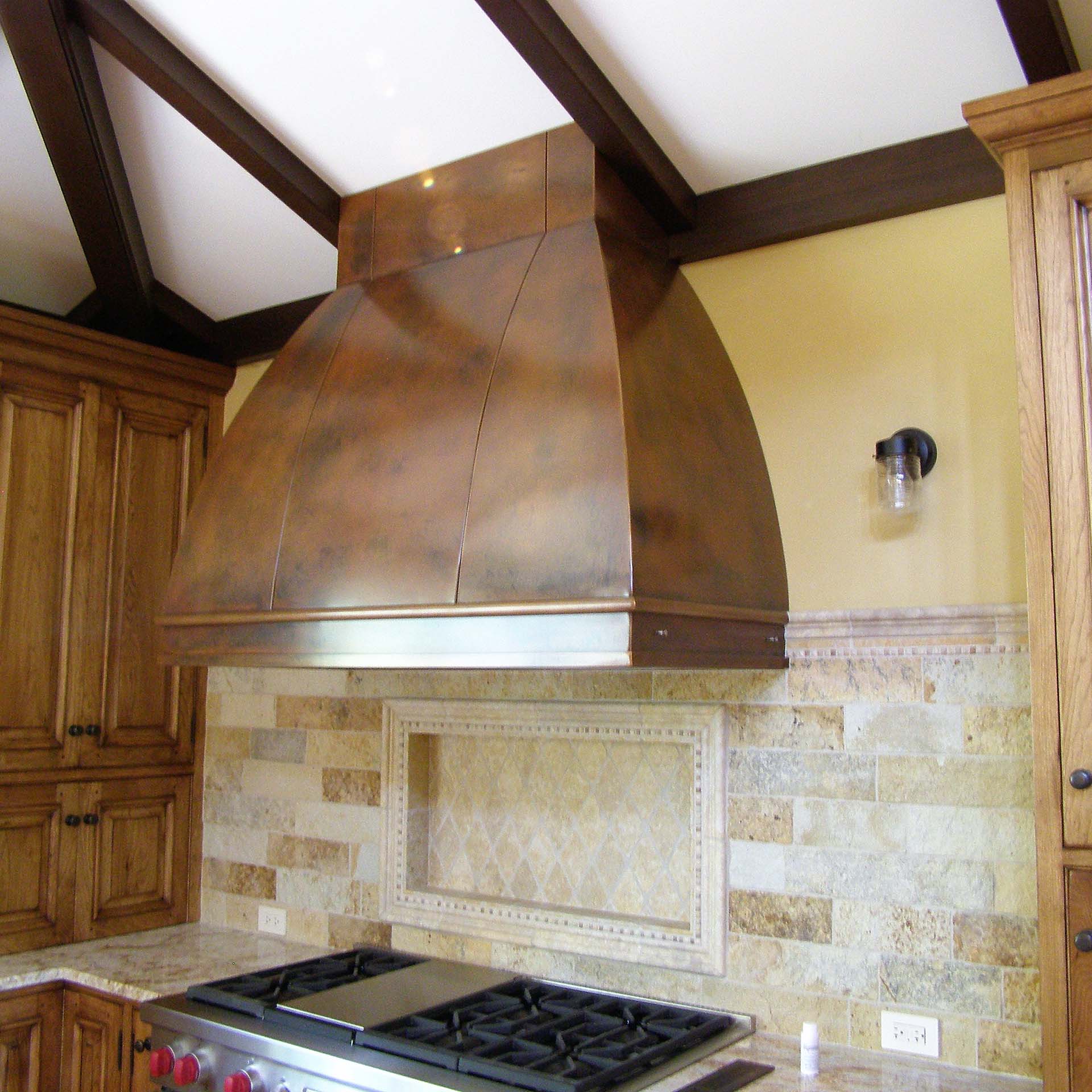 MetalCraft Custom Aged Copper Double Convex Range Hood