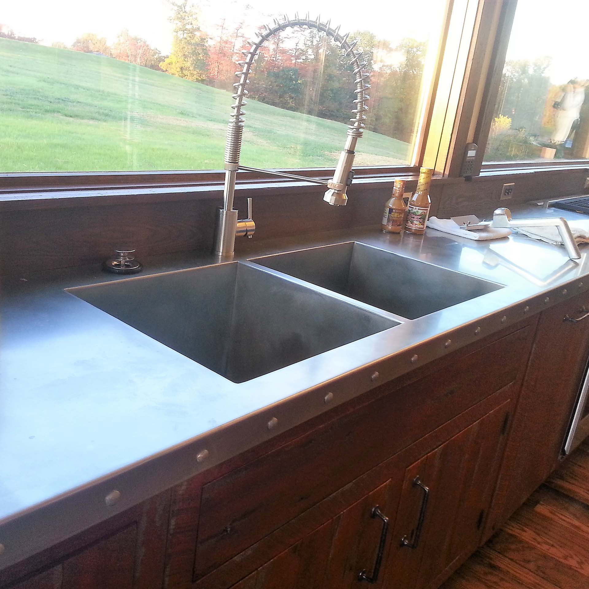 Custom Stainless Steel Countertop with Integrated Sink