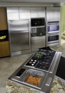 MetalCraft Custom Wall of Stainless Cabinets and Chef's Station
