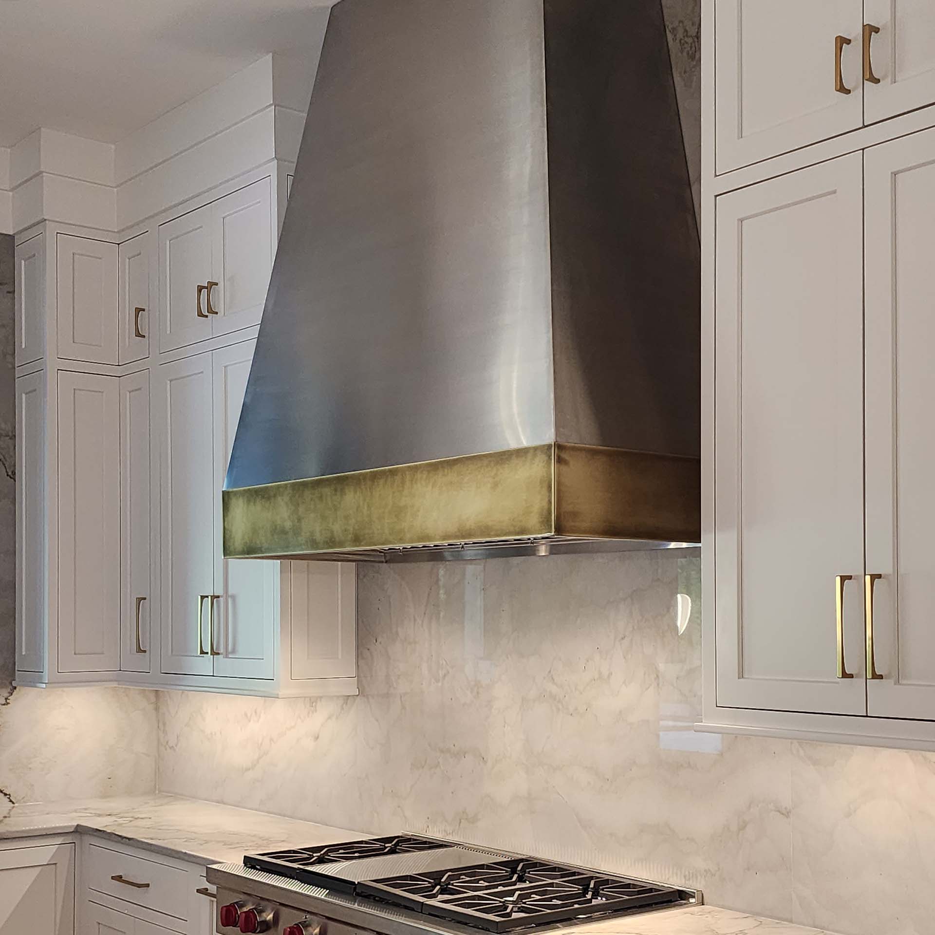 MetalCraft Custom Stainless Steel Range Hood with Brass Trim